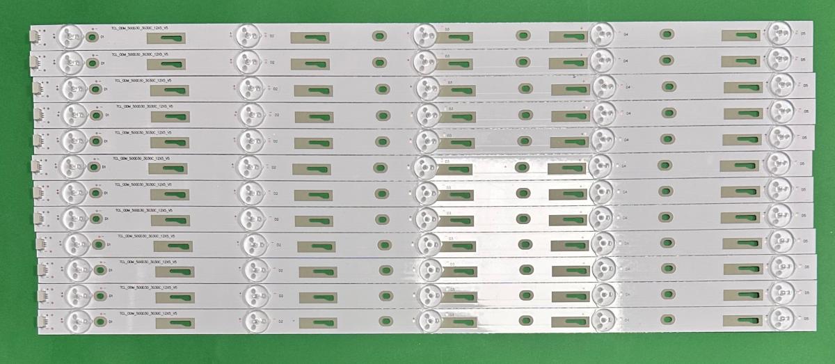 Zestaw listew LED do naprawy podświetlenia telewizora TCL 50" zestaw 12sztuk X TCL_ODM_500D30_3030C_12X5_V5 4C-LB500-THR1 50HR330M05A1 V1 , 5LED , 517MM , 6V ,