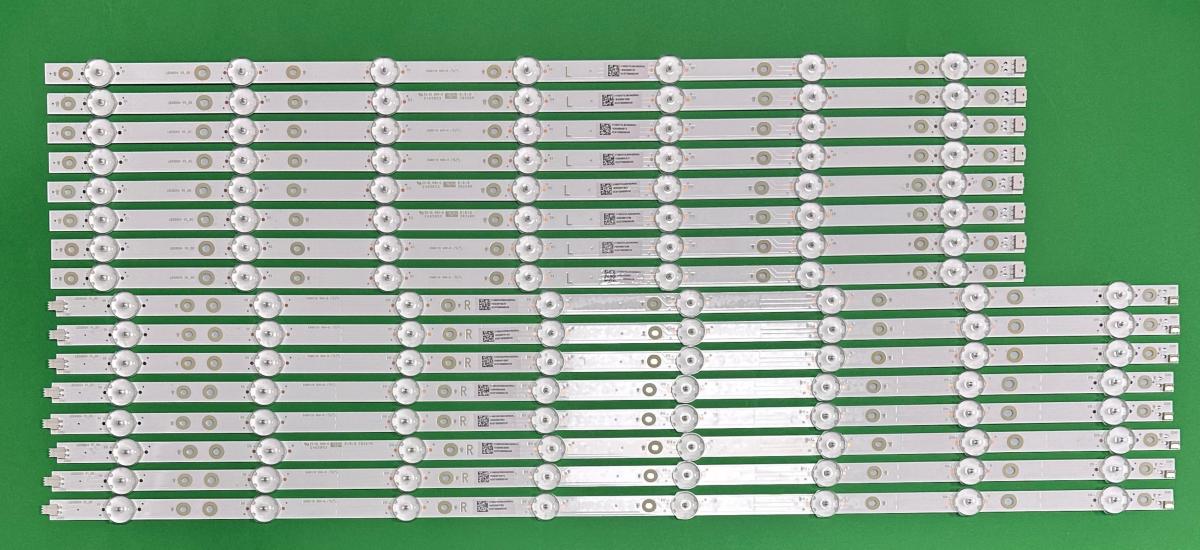 Zestaw listew LED do naprawy podświetlenia telewizora PHILIPS 58" zestaw 16szt , 8szt X LB58004 V0_00 , 7LED , 3V , 561MM & 8szt X  LB58004 V1_00 , 8LED , 3V , 645MM ,