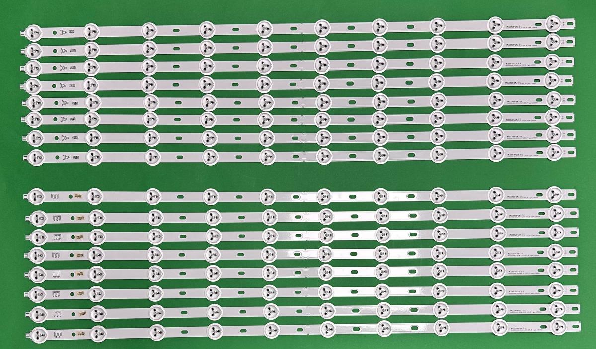 Zestaw listew LED do naprawy podświetlenia telewizora SAMSUNG 55" zestaw 16szt , 8szt X SVS550A80_REV6.3_10LED_A type_130626 & 8szt X SVS550A80_REV6.3_10LED_B type_130626 , BN96-01168A ,