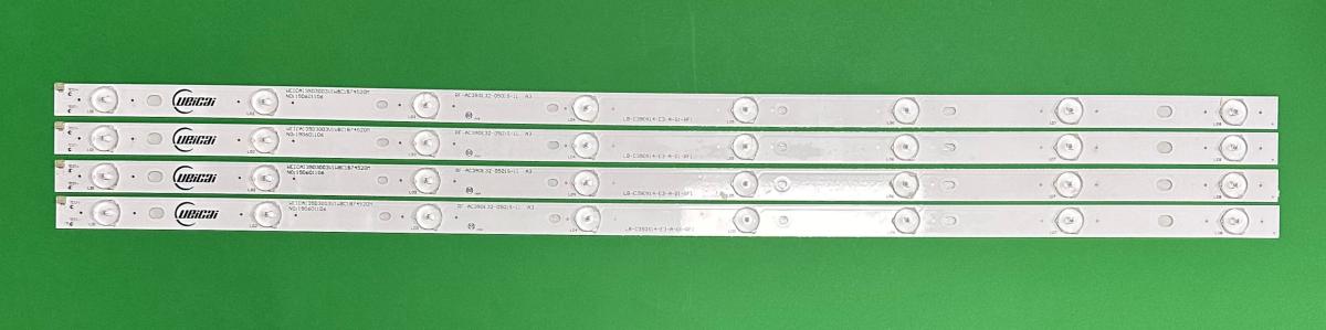 Zestaw listew LED do naprawy podświetlenia telewizora HITACHI 39" zestaw 4szt x LB-C390X14-E3-A-G1-RF1  RF-AC390E32-0501S-11 A3 , 8LED , 3V , 745MM ,