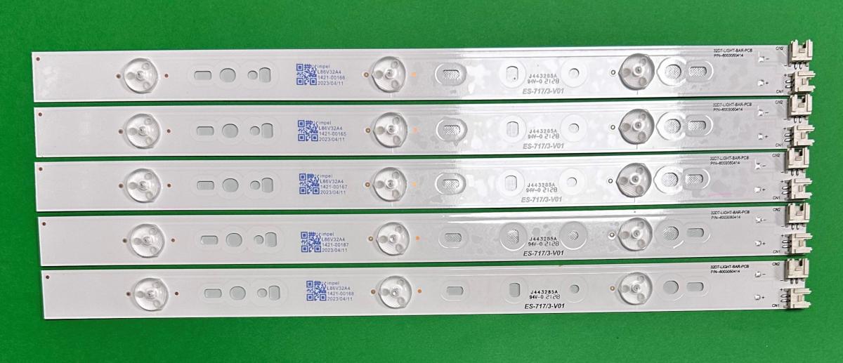 Zestaw listew LED do naprawy podświetlenia telewizora TELEFUNKEN 32" zestaw 5szt X 32D7-LIGHT-BAR-PCB P/N--6003050414 , 3LED , 314mm ,