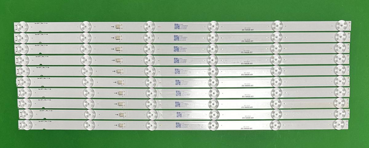 Zestaw listew LED do naprawy podświetlenia telewizora SONY 55" zestaw 10szt x DRT L_R04_171128 L3_BCH_L_E5_FAP_S6_1_R1.0_RBF_1.0_LM41-00543A / L3_L_E5_BWP_S6_1_R1.0_SAN_1.0_LM41-00727A  , 6LED , 530MM , 3V ,