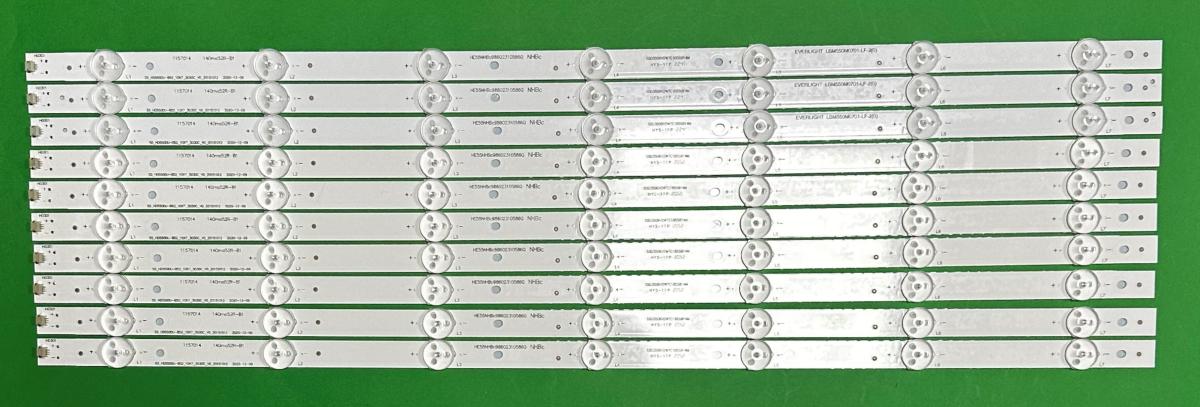 Zestaw listew LED do naprawy podświetlenia telewizora HISENSE 55" zestaw 10szt X 55_HD550DU-B52_10X7_3030C_V0_20151012 LBM550M0701-LF-2 (0) , 7LED , 558MM , 6V ,