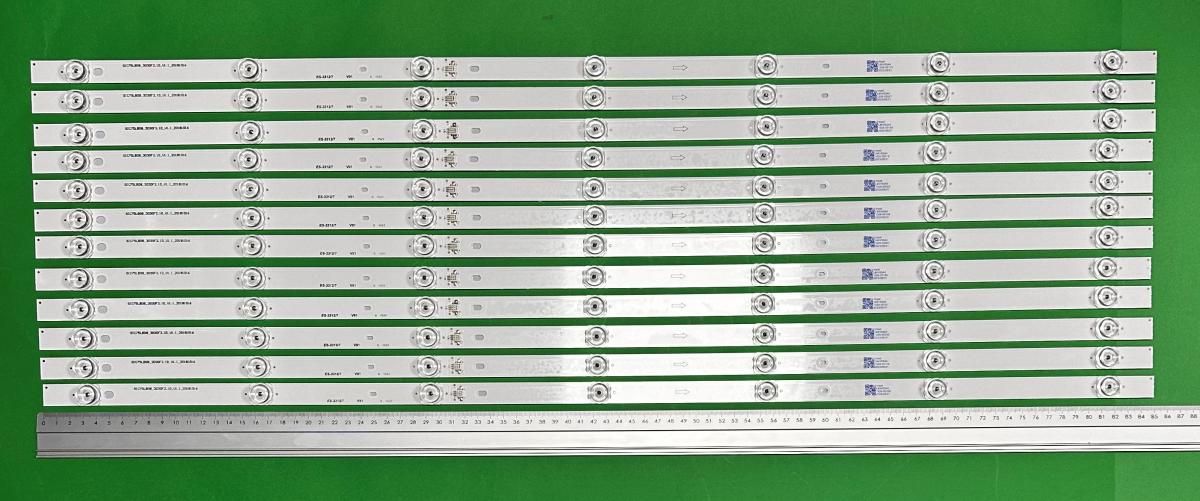 Zestaw listew LED do naprawy podświetlenia telewizora TCL 75" zestaw 12szt X GIC75LB08_3030F2.1D_V1.1 4C-LB7507-ZM031 , 7LED, 850MM ,6V ,