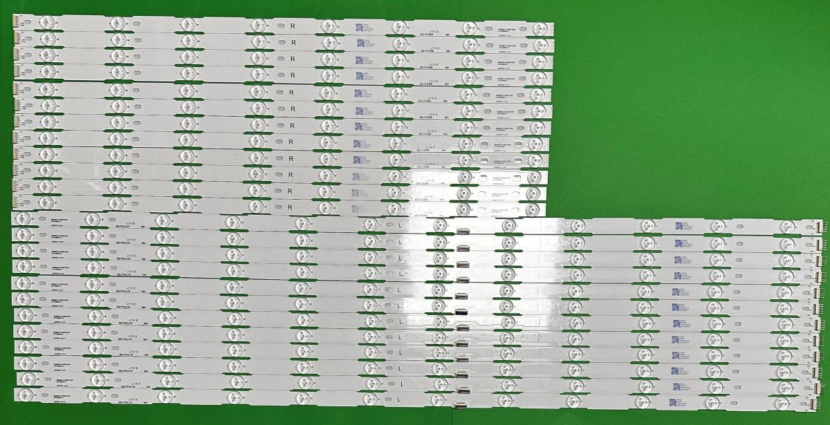 Zestaw listew LED do naprawy podświetlenia telewizora SONY 75" zestaw 24szt LB75018 , 12szt x CCB  MBL-75030DB20AU0R , 8LED, 607MM , 3V & 12szt x CCB  MBL-75030DB20AU0L , 12LED, 928MM , 3V , LB75018 V0_01 & LB75018 V1_01 ,