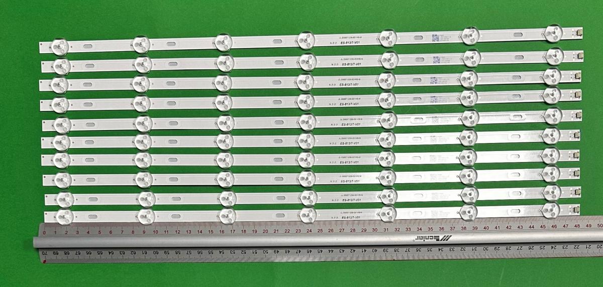 Zestaw listew LED do naprawy podświetlenia telewizora MANTA 50" zestaw 10szt X SQY50LB_7X10_MCPCB_V4 JL.D50071235-031HS-M , 7LED , 483MM , 3V ,
