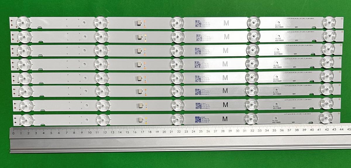 Zestaw listew LED do naprawy podświetlenia telewizora SONY 50" zestaw 8 szt x LM41-00541A L3_PTT_M_E0_FAP_S5_1_R1.0_RAV_1.0 , 8LED , 439MM , 3V ,