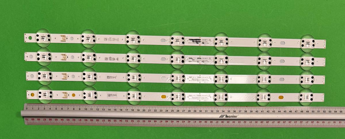 Zestaw listew LED do naprawy podświetlenia telewizora LG 50" zestaw 4szt X HC500DQN-VCXR1-A14X VCXR2 VCXR VKXR2-A11X VCXL1-A14X VKXR1-A14X VKXR3 VKXL1-A11X VKXLA-A12X SSC_Y19_Trident_50UM73_REV00_180705 ,  AGM76891002 , AGF30059701 , AGF30112005 , 7LED , 520MM , 6V ,