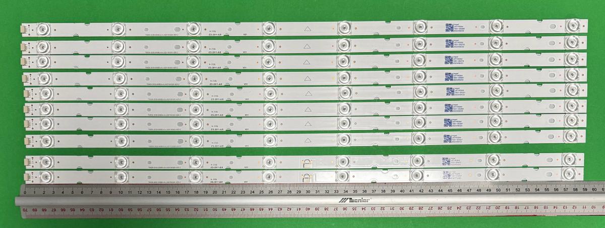Zestaw listew LED do naprawy podświetlenia telewizora TCL 65" zestaw 10szt , 8szt x TCL-65D8-3030-8X8EA-A-LX20190328.VER.2 4C-LB65C0-HR03L 4C-LB65C0-HR04L & 2szt xTCL-65D8-3030-2X2EA-B-LX20190328.VER.2 4C-LB6508-YH06J YHE-4C-LB6508-YH06J  , 8LED , 590MM , 6V ,