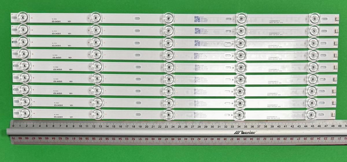 Zestaw listew LED do naprawy podświetlenia telewizora BAIRD 55" zestaw 9 szt X CC02550D485V10 55E20 5X9 5S1P 1410 , 5LED , 486MM , 3V ,