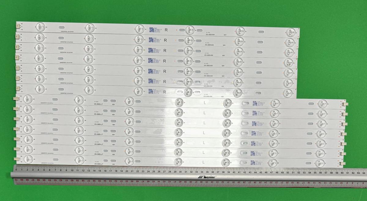 Zestaw listew LED do naprawy podświetlenia telewizora PHILIPS  55" zestaw 14szt , 7szt X LBM550P0701-AQ-4(HF)(L) , 7LED, 604MM , 3V & 7szt X  LBM550P0601-AR-4(HF)(R) , 6LED , 510MM , 3V ,