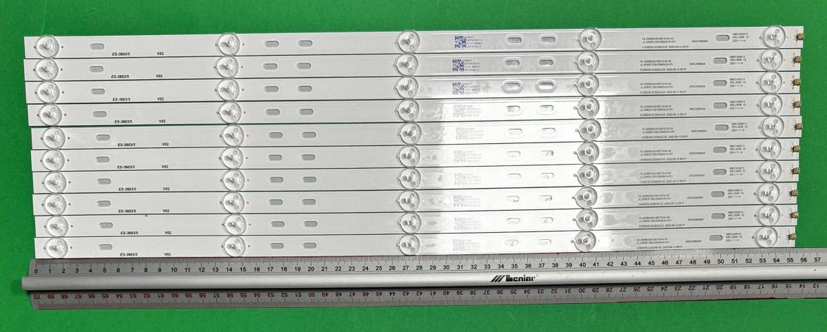 Zestaw listew LED do naprawy podświetlenia telewizora SKYTECH / MANTA 58" zestaw 10szt X JL.D58051330-006AS-M_V01 HL-00580A30-0501S-04 A0 58F2 CX58D05-ZC62AG-02 3080558F20DTZ001 6B5CX55515  MS-L3006 V2 , 5LED , 556MM , 6V ,
