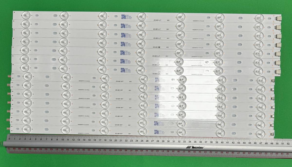 Zestaw listew LED do naprawy podświetlenia telewizora PHILIPS  49" zestaw 14szt , 7szt x LBM490P0701-CQ-3(R) GJ-2K18-AFJ2-490-D714-V1-R , 502mm , 7LED , 3V & 7szt x LBM490P0701-CQ-3(L) GJ-2K18-AFJ2-490-D714-V1-L , 507mm , 7LED , 3V ,