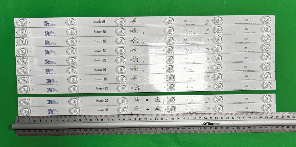 Zestaw listew LED do naprawy podświetlenia telewizora TCL / THOMSON 50" zestaw 10szt , 8szt x 50C715-3030FC-6X8-A-LX20200309 Ver.3 , 6LED , 470MM , 6V & 2szt x 50C715-3030FC-6X2-B-LX20200309 Ver.3 , 6LED , 470MM , 6V , NIEBIESKIE ŚWIATŁO