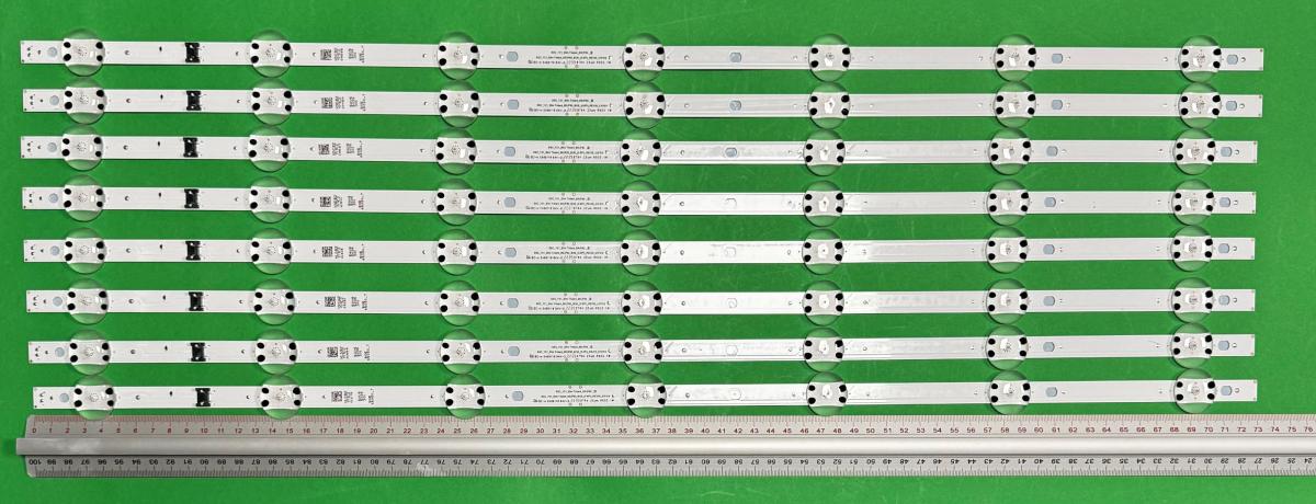Zestaw listew LED do naprawy podświetlenia telewizora LG 65" zestaw 8szt X Y21_65UP80_BOE_(0.6PI)_REV00_210105 Y21_65NANO75_BOE_(0.6PI)_REV00_210106 SSC_Y21_SLIM TRIDENT_65UP80_LGD EAV65016701 , 7LED , 732MM , 3V , AGF30102401 , AGF30102403 ,