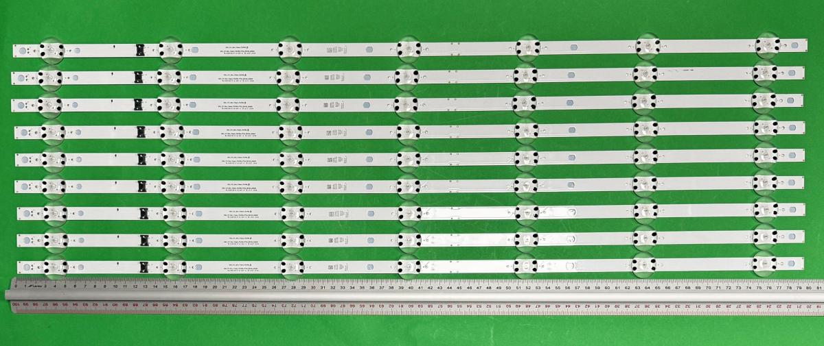 Zestaw listew LED do naprawy podświetlenia telewizora LG 70" zestaw 9szt X SSC_Y21_SLIM_TRIDENT_70UP80_PTN2 EAV65035201 , 7LED , 795MM , 3V ,