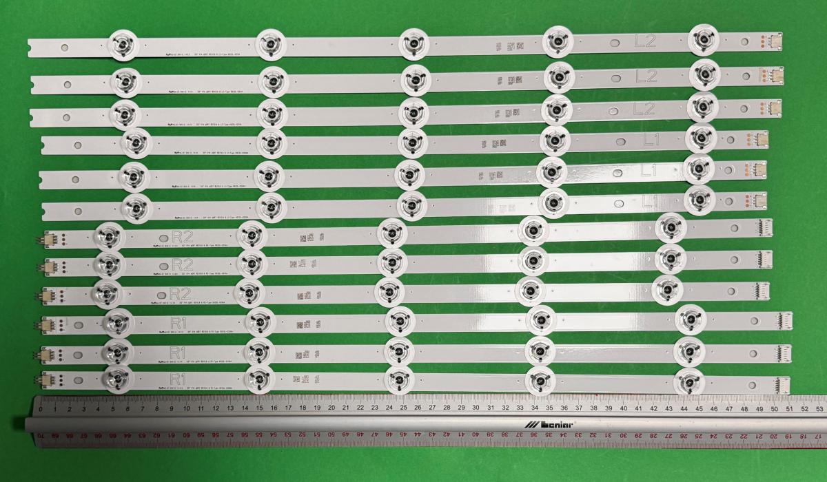 Zestaw listew LED do naprawy podświetlenia telewizora LG 50" zestaw 50" V14 sDRT REV0.6 6 12szt , 3szt X 50" V14 sDRT REV0.6 6 L1-Type 6920L-0509A 6916L-1821A 5LED  & 3szt X 50" V14 sDRT REV0.6 6 R1-Type 6920L-0508A 6916L-1820B 5LED   & 3szt X 50" V14 sDRT REV0.6 6 L2-Type 6920L-0511A 6916L-1823A 5LED & 3szt X 50" V14 sDRT REV0.6 6 R2-Type 6920L-0510A 6916L-1822B 5LED , R1/L1/R2/L2 , 506MM , 493MM , 495MM , 509MM , 3V , ZŁĄCZA : 5PIN ,