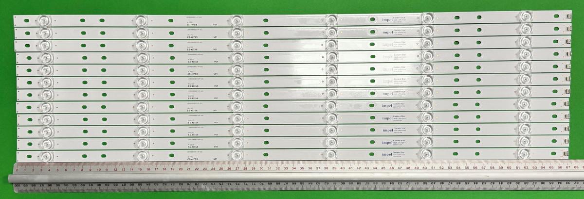 Zestaw listew LED do naprawy podświetlenia telewizora PHILIPS 65" zestaw 12szt x LBM650M0601-HF-4(0) CRH-AA65AHZ23030120693EREV1.0 LB-GM3030-GJ0D226512X6PCT9-Y , LB6508X V0_00 , PHILIPS PART NUMBER : 705TLB65B33LBP00E 996592000874 , 6LED, 675MM , 3V ,