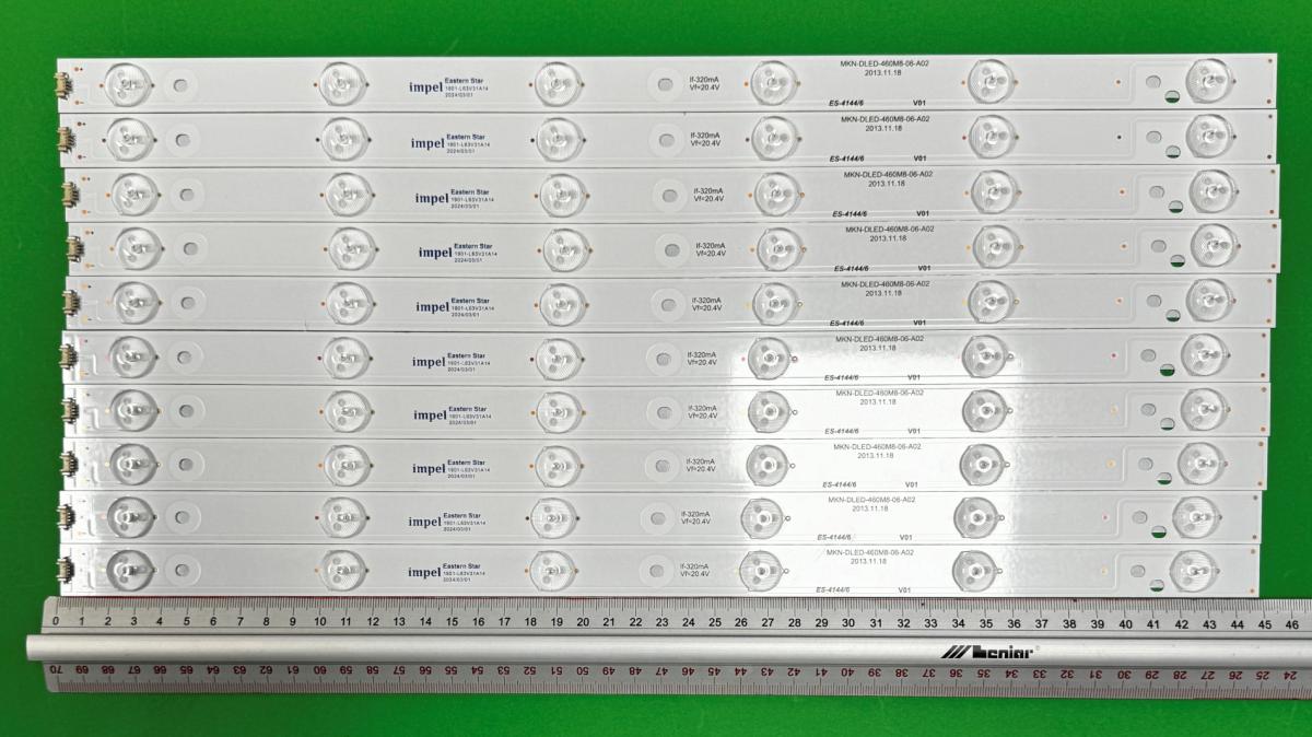Zestaw listew LED do naprawy podświetlenia telewizora  MANTA 46" zestaw 10 szt X MKN-DLED-460M8-06-A02 , 6LED, 452MM , 3V ,