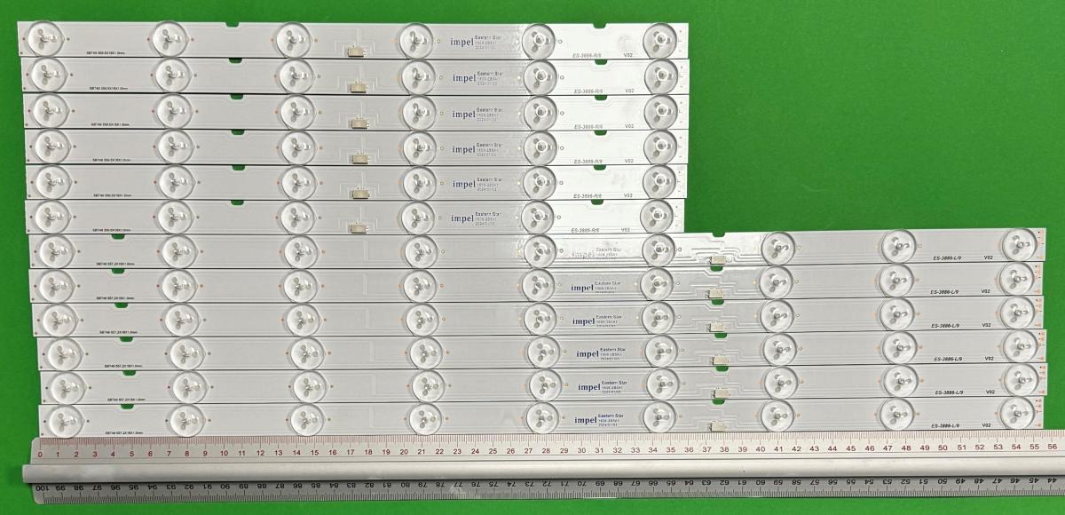 Zestaw listew LED do naprawy podświetlenia telewizora SONY 49" zestaw 12szt , 6szt X SBT49 SBT49-359 SBT49-557 , 360MM , 6LED , 12V & 6SZT X SBT49 , 9LED , 557MM , 12V , ZŁĄCZE TYPU "KOSTKA"