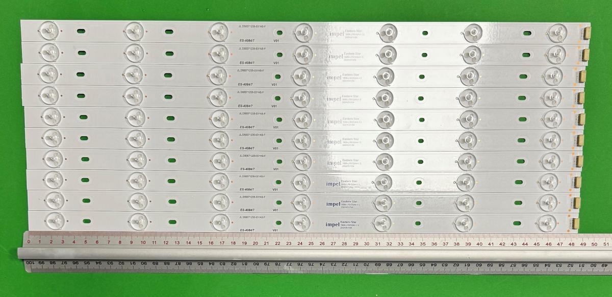 Zestaw listew LED do naprawy podświetlenia telewizora  MANTA 50" zestaw 10 szt X JL.D50071235-031AS-F , 7LED , 487MM , 3V ,