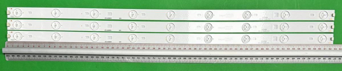 Zestaw listew LED do naprawy podświetlenia telewizora  SHARP 32"  zestaw 3szt X 4C-LBT3209-YH1 PD5XBZ  TCL 32-1-9 , 9LED , 626MM , 6V ,