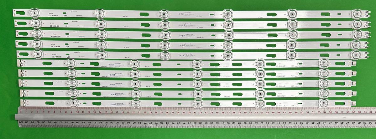 Zestaw listew LED do naprawy podświetlenia telewizora  SAMSUNG 60" zestaw 10szt , 5szt X BN96-53623A LM41-01077B & 5szt X BN96-53624A LM41-01078B , L1_AU7K_F0  CFM_R6(1)_R1.0 CFM_R6(1)_R1.0  CFM_L5(1)_R1.0 ,