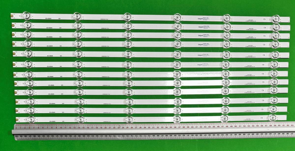 Zestaw listew LED do naprawy podświetlenia telewizora HISENSE 65" zestaw 12szt X JL.D65061330-003LS-M_V01 JHD650X3U81-TAL3 , 6LED , 617MM , 3V ,