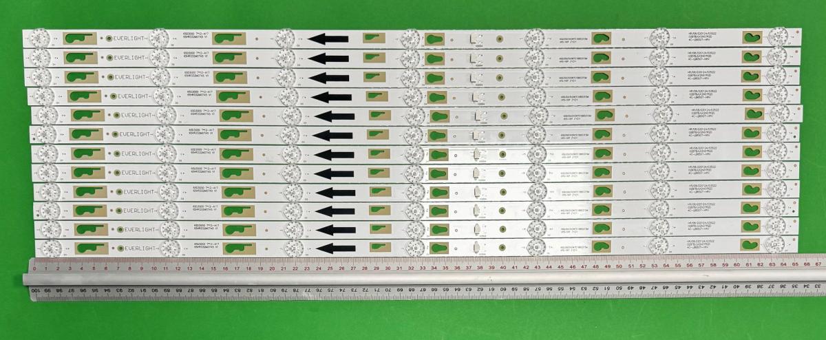 Zestaw listew LED do naprawy podświetlenia telewizora XIAOMI 65" zestaw 12szt X 65D3000 7*12 65HR332M07A5 V1 HBH-L2 4C-LB650T-HRP , 7LED , 3V , 652MM ,