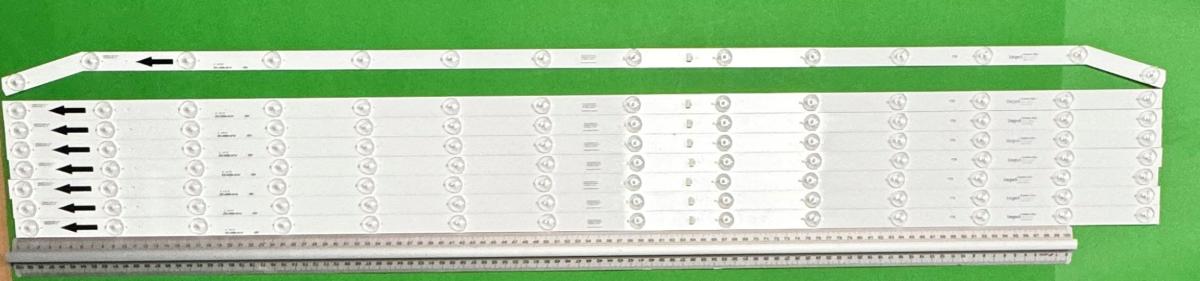 Zestaw listew LED do naprawy podświetlenia telewizora XIAOMI 55" zestaw 7szt , 1szt X 55HR332M1 4B2 V0 , 14LED  & 6szt X 55HR332M1 4A2 V0 , 55D8000Q SCBC SCBS A-A17 , 14LED , 1088MM , niebieskie światło ,