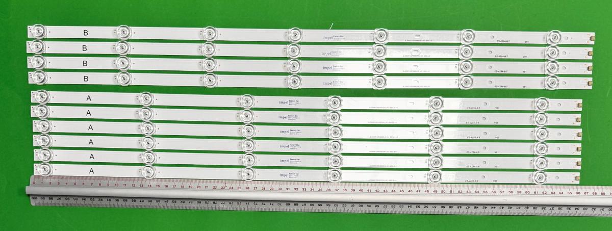 Zestaw listew LED do naprawy podświetlenia telewizora  SHARP 65" zestaw 10szt , 6szt X JL.D65071330-020ES-M_V01 TYPE A 7LED 65KU 6*6 & 4szt X JL.D65071330-020ES-M_V01 TYPE B 6LED 65KU 4*6 , 3V ,