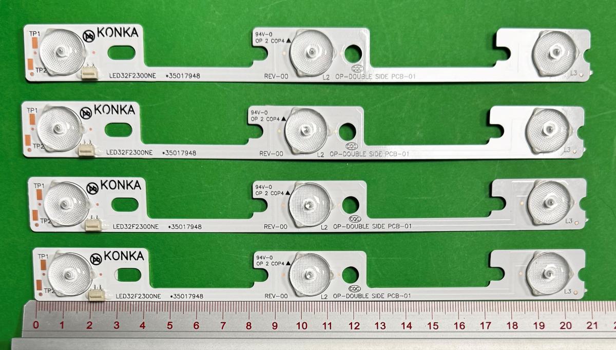 Zestaw listew LED do naprawy podświetlenia telewizora KONKA / SENCOR 32" zestaw 4szt X LED32F2300NE 35017948 2013-03-07 , 3LED ,  210MM , 6V ,