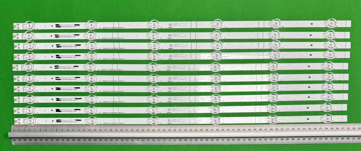 Zestaw listew LED do naprawy podświetlenia telewizora  HISENSE 65" zestaw 10szt X CRH-BK65Y1U413030T1006071-RE1.1 HD650Y1U41-T0+2020070101+BK65Y1U41 BK65Y1U413030T1006071-RE1.1 JL.D65061330-003OS-M_V01 , 6LED , 618MM , 3V ,