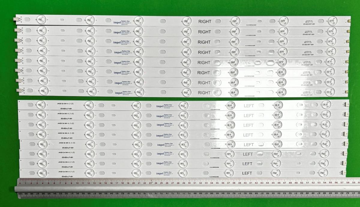 Zestaw listew LED do naprawy podświetlenia telewizora  PANASONIC 55" zestaw 16szt , 8szt X IC-B-HWBR55D399L & 8szt X IC-B-HWBR55D399R , 7LED , 3V ,