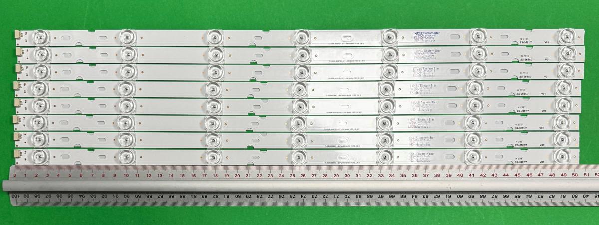 Zestaw listew LED do naprawy podświetlenia telewizora TCL 55" zestaw 8sztuk X TCL-55D8-3030F2 1-8X7-LX20190404 VER.5 4C-LB5508-YH10J , 7LED , 505MM , 6V ,