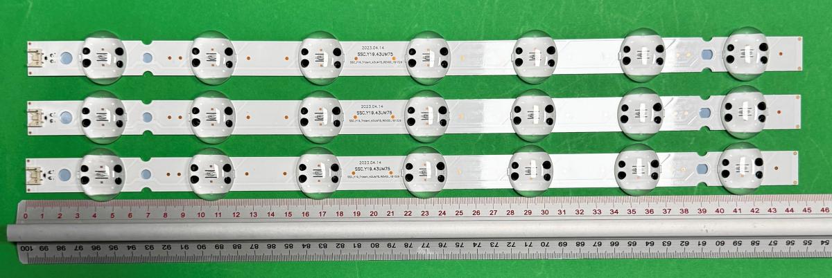 Zestaw listew LED do naprawy podświetlenia telewizora  LG 43" zestaw 3szt X SSC_Trident_43UK65 43UM75 SSC_43UK65(BOE)_7LED_SVL430A61_REV1.0_171201 SSC_Y19_43UM75 / SSC_Y19 Trident_43UM75_REV00_181029 , 7LED , 445MM , 6V ,
