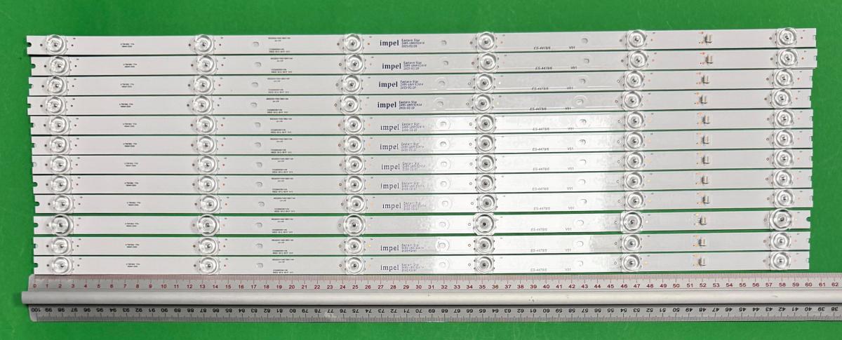 Zestaw listew LED do naprawy podświetlenia telewizora  CELLO 65" zestaw 12szt X ZN-65JA06A-12 200720 V3.3 C4Z433G NPC-D18-65-ZX-DT6-A0 C13000S5G201010SA3AL , 6LED , 601MM , 3V ,