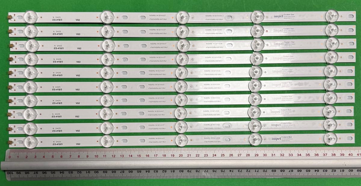 Zestaw listew LED do naprawy podświetlenia telewizora  PHILIPS 42" zestaw 10szt x K420WD A4 4708-K420WD-A4213K01 K420WD A3 4708-K420-A3216K01 K420WD147 , 5LED , 407MM , 3V ,