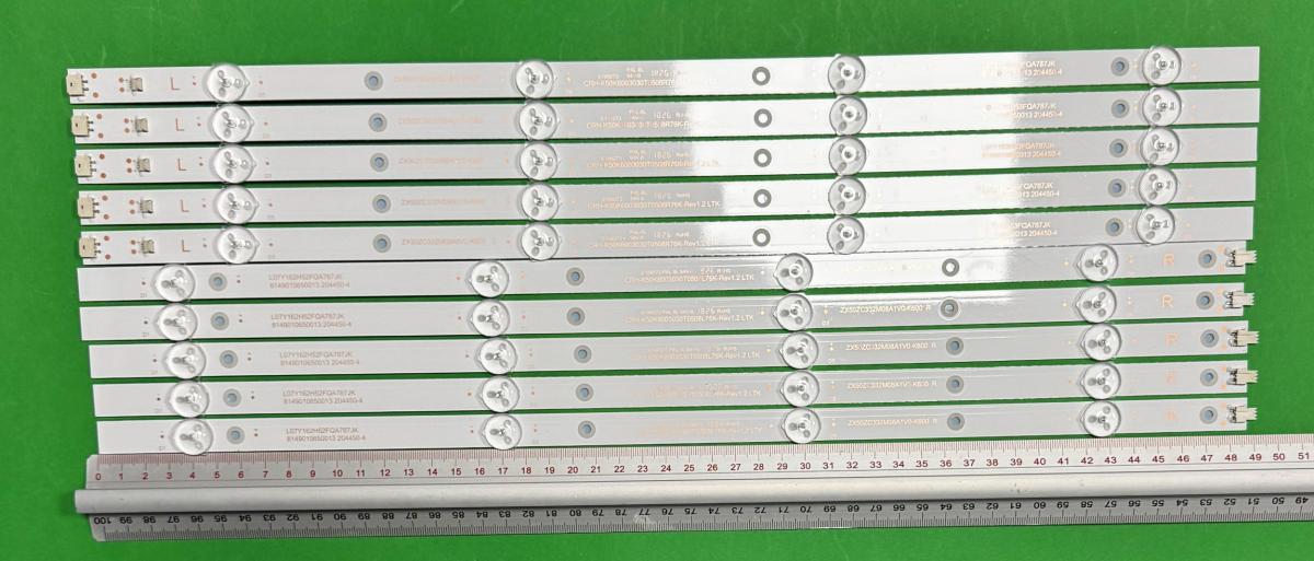 Zestaw listew LED do naprawy podświetlenia telewizora  LIN 50" zestaw 10szt , 5szt X CRH-K50K6003030T0508L76K-Rev1.2 I & 5szt X CRH-K50K6003030T0508R76K-Rev1.2 I , 4LED , 3V ,