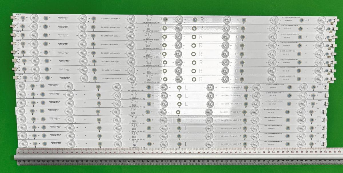 Zestaw listew LED do naprawy podświetlenia telewizora  PHILIPS 65" zestaw 16szt , 8szt X R: CEJJ-LB650Z-14S1P-M3030-J & 8szt X  L: CEJJ-LB650Z-14S1P-M3030-I , 7LED , 3V , 65D3503V1W7C1B65417M ,