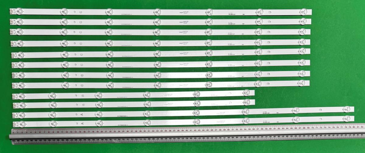 Zestaw listew LED do naprawy podświetlenia telewizora  HISENSE / VESTEL 70" zestaw 12szt , 2szt X RF-CF700002AF30-0801 & 2szt X RF-CF700002BF30-0601 & 8szt X RF-CF700002CF30-0701 , VESTEL PART NUMBER : 30109524C4B2 , 30109525C4B2 , 30109526C4B2 , niebieskie światło ,
