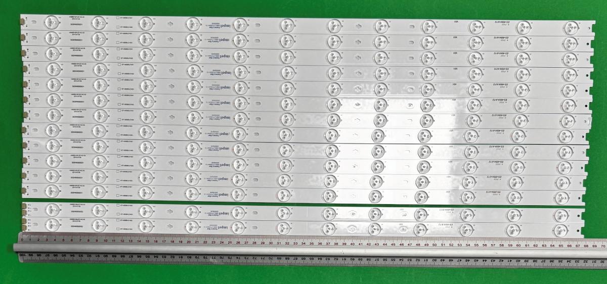 Zestaw listew LED do naprawy podświetlenia telewizora HAIER 65" zestaw 14szt , 12szt X HK65D12M-ZC14C-03  & 2szt X HK65D12P-ZC14C-03 , 12LED , 678MM , 3V ,