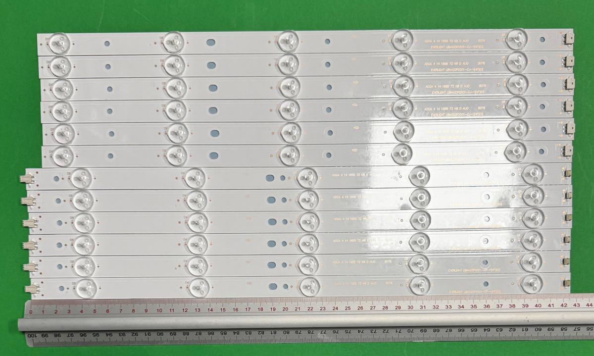 Zestaw listew LED do naprawy podświetlenia telewizora  SHARP 42" zestaw 12szt ,  6szt X EVERLIGHT LBM420P0501-CJ-1(HF)(0) , 5LED ,  414MM , 3V & 6szt X EVERLIGHT LBM420P0501-CP-1(HF)(0) , 5LED ,  426MM , 3V ,