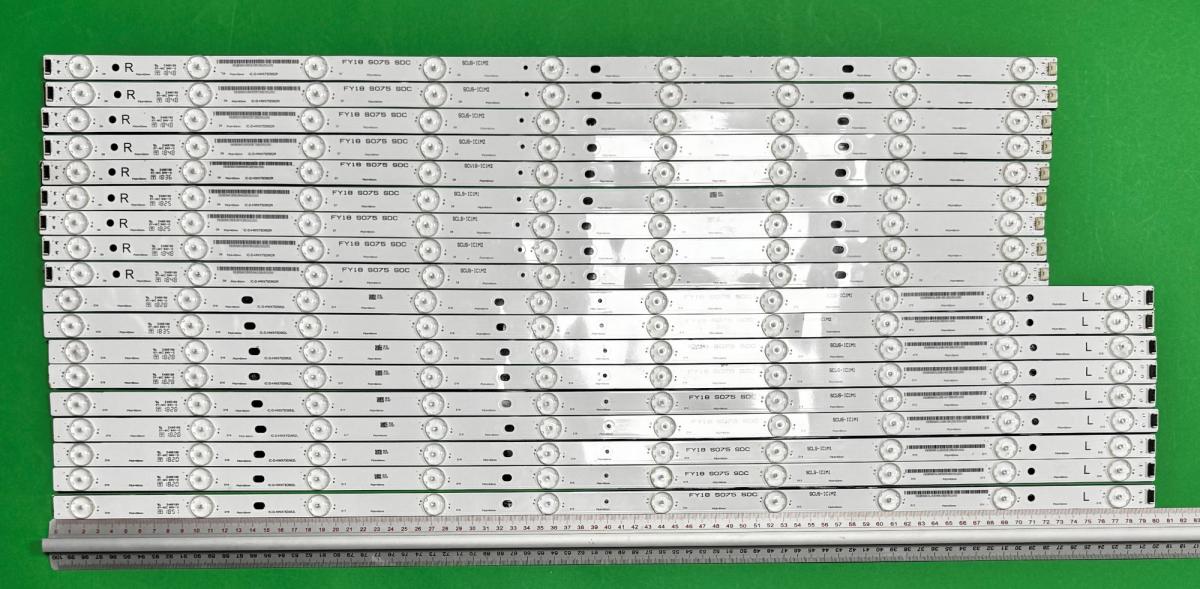 Zestaw listew LED do naprawy podświetlenia telewizora  SONY 75" zestaw 18szt , 9szt X IC-D-HWX75D952L , 10LED , 802MM , 3V & 9szt X IC-D-HWX75D952R , 9LED , 723MM , 3V ,