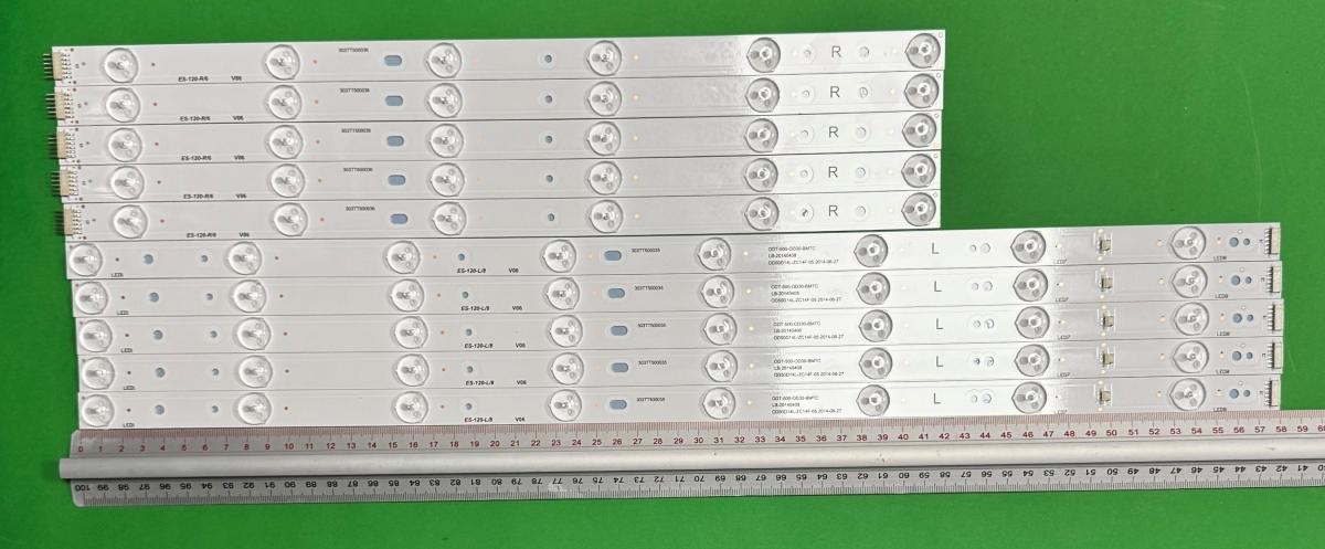 Zestaw listew LED do naprawy podświetlenia telewizora  JTC 50" zestaw 10szt, 5szt X OD50D14L-ZC14F-03 2014-04-21 303TT500033 , 8LED , 528MM , 3V & 5szt X OD50D14R-ZC14F-03 2014-04-21 303TT500034 , 6LED , 419MM , 3V ,