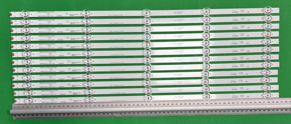 Zestaw listew LED do naprawy podświetlenia telewizora  HISENSE 65" zestaw 12szt x HD650S1U52+2019040401+APT-HXLB19054  1213173, SH65D05-ZC23AG-02, 303SH650035, L2_U51_L2 F5_CDM S5 1 R1.0 S4K , 5LED , 611MM , 3V ,