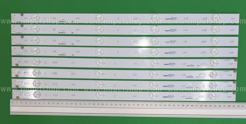 Zestaw listew LED do naprawy podświetlenia telewizora PHILIPS 50" zestaw 8szt , 4szt X CL-50-D408-R-V4 & 4szt X CL-50-D408-L-V4 , 4LED , 494MM , 6V ,