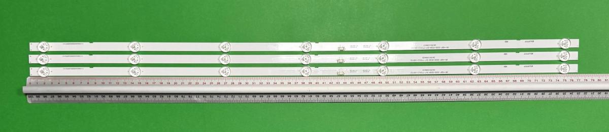 Zestaw listew LED do naprawy podświetlenia telewizora  TESLA / PHILIPS 43" zestaw 3szt x 05-43DF-3030-OD38-3X7-770X12-190702 261501008620 , 7LED , 771MM , 3V ,