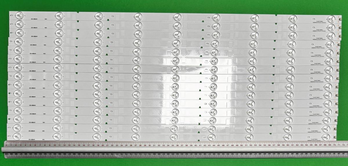 Zestaw listew LED do naprawy podświetlenia telewizora  AKAI 65" zestaw 15szt x 0D65D09-ZC14FG-04 2015-04-04 PN:303TT650031 , 9LED , 705MM , 3V ,