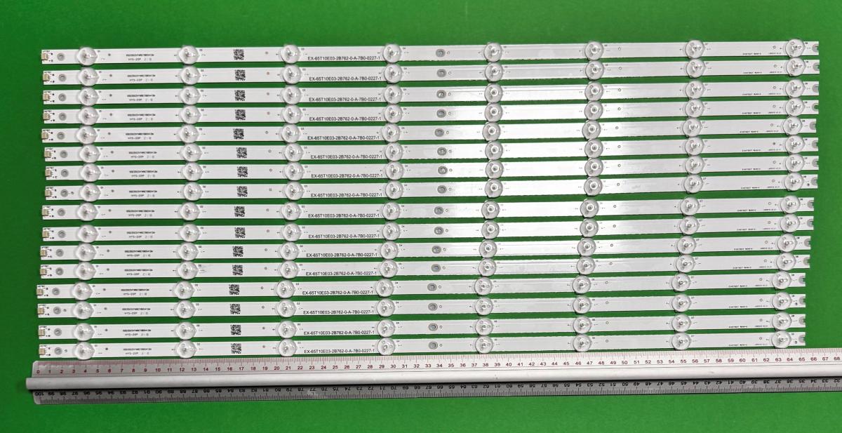 Zestaw listew LED do naprawy podświetlenia telewizora  VIZIO 65" zestaw 16szt x LB65018 V0_01 EX-65T10E03-3B763-0-F-624-4870-1 , 8LED ,  655MM , 3V ,